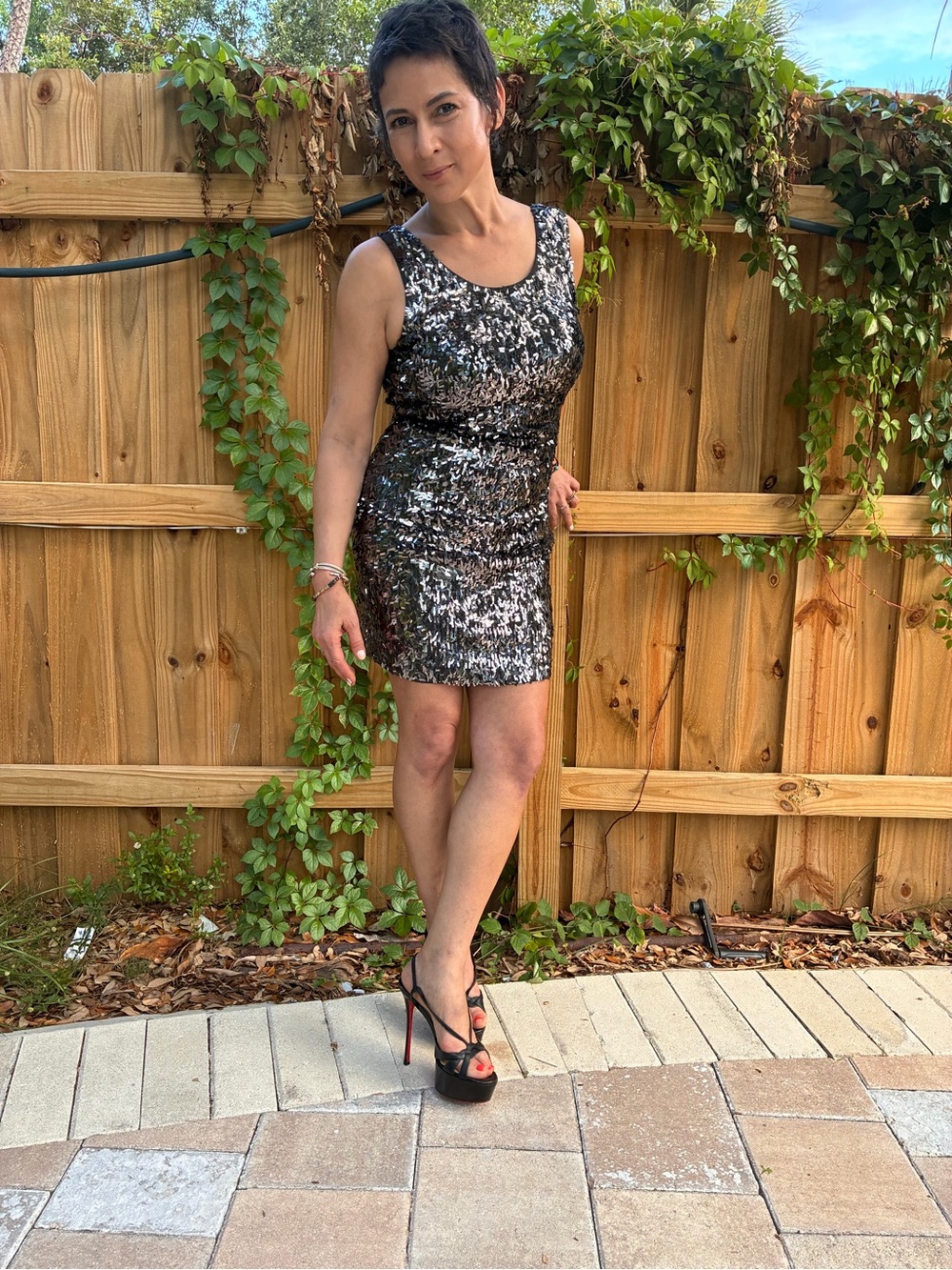 Urban Expressions Gunmetal Sequin Backless Mini Dress